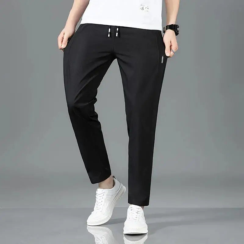 Men’s Lightweight Drawstring Pants – Breathable, Smart Casual, Full-Length - 3KDyn